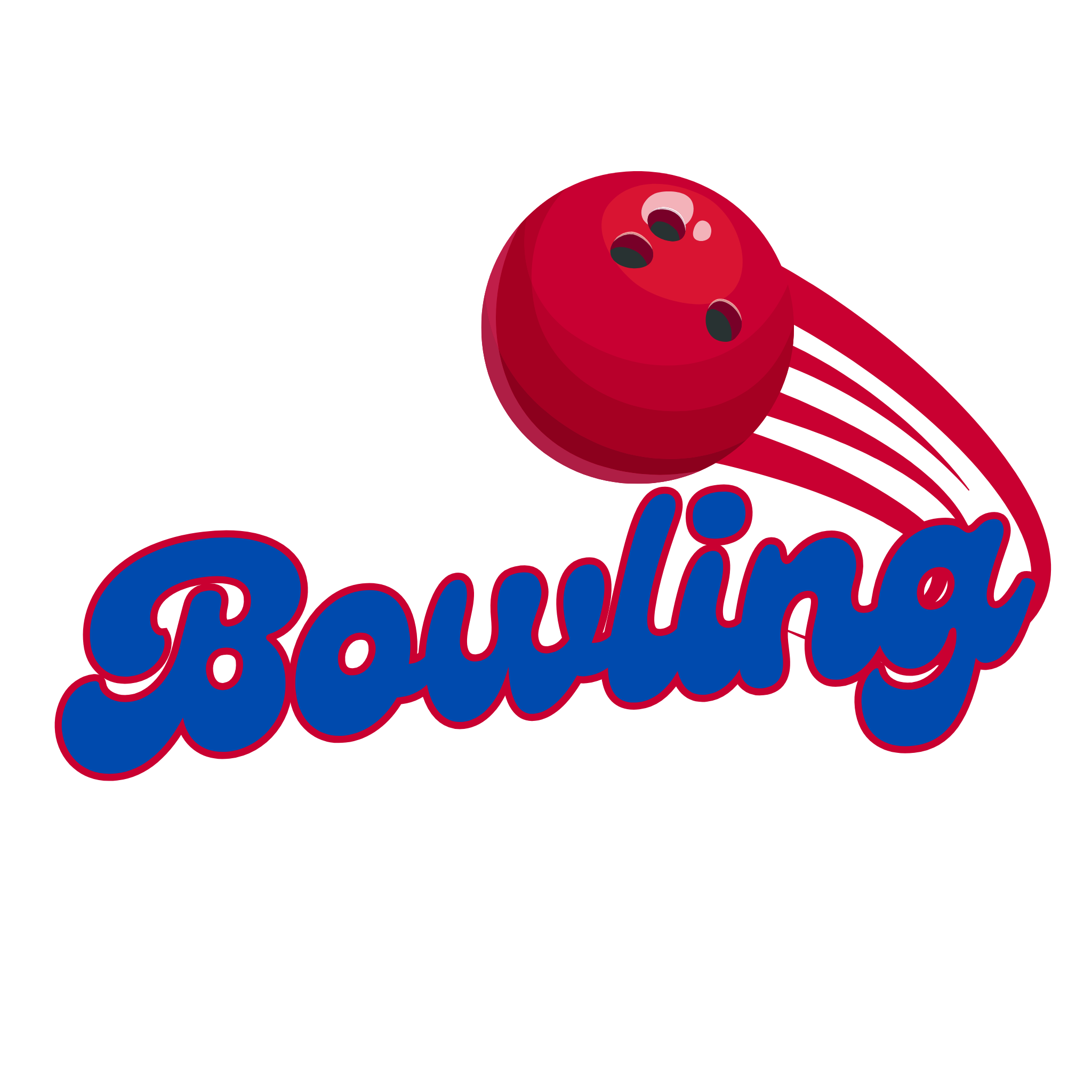 A graphic with a red bowling ball graphic and 'Bowling' text on a white background