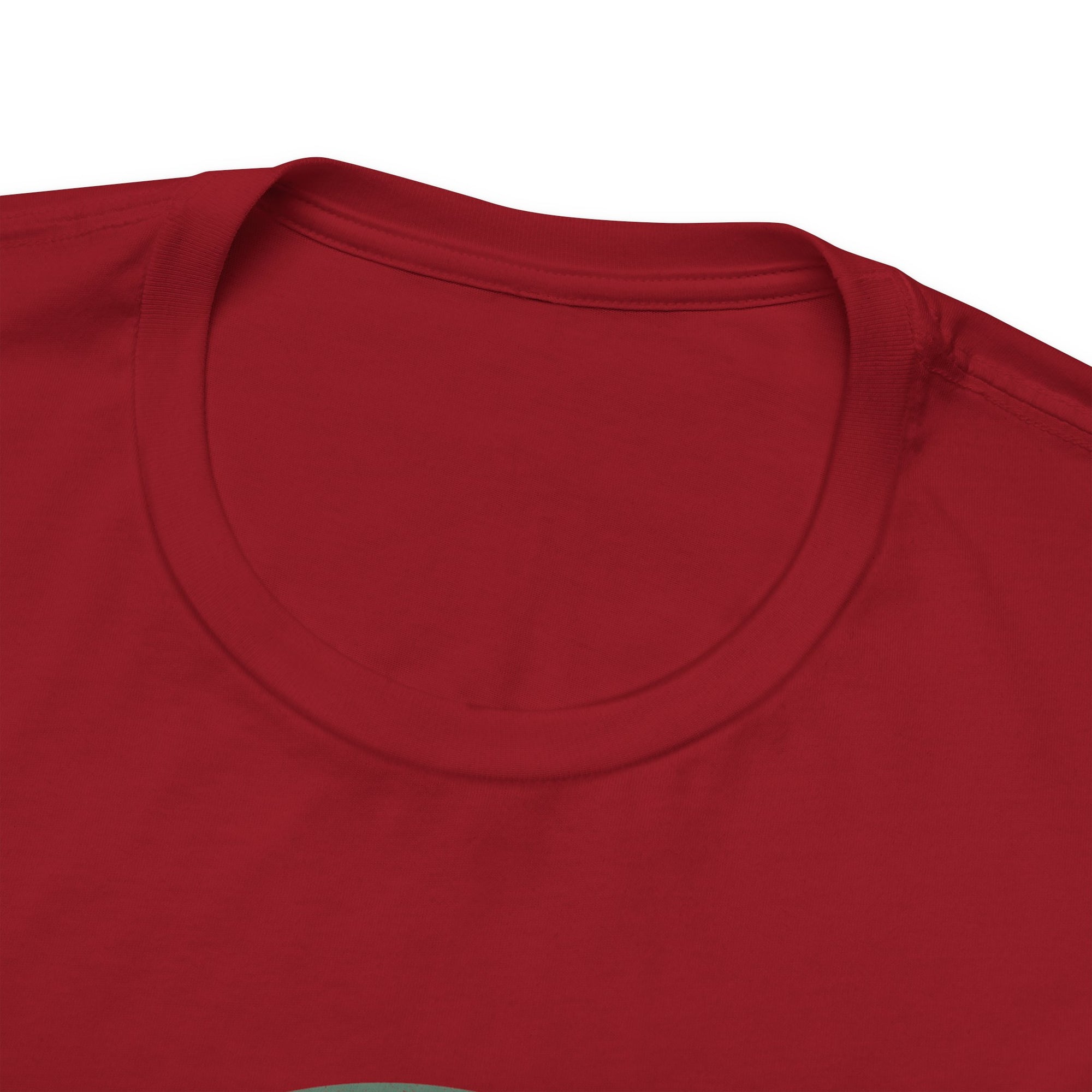 Close-up of a red shirt with a plain background