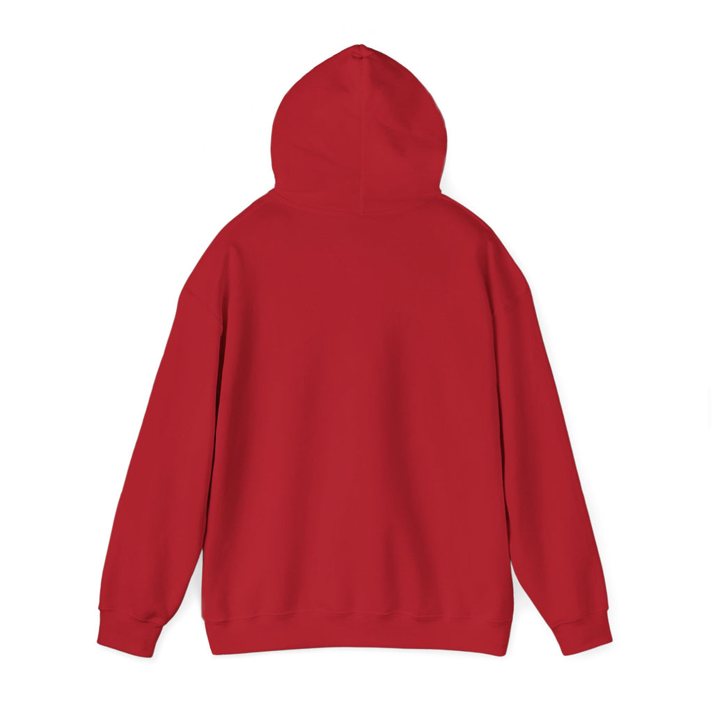 Back of a red hoodie on a white background